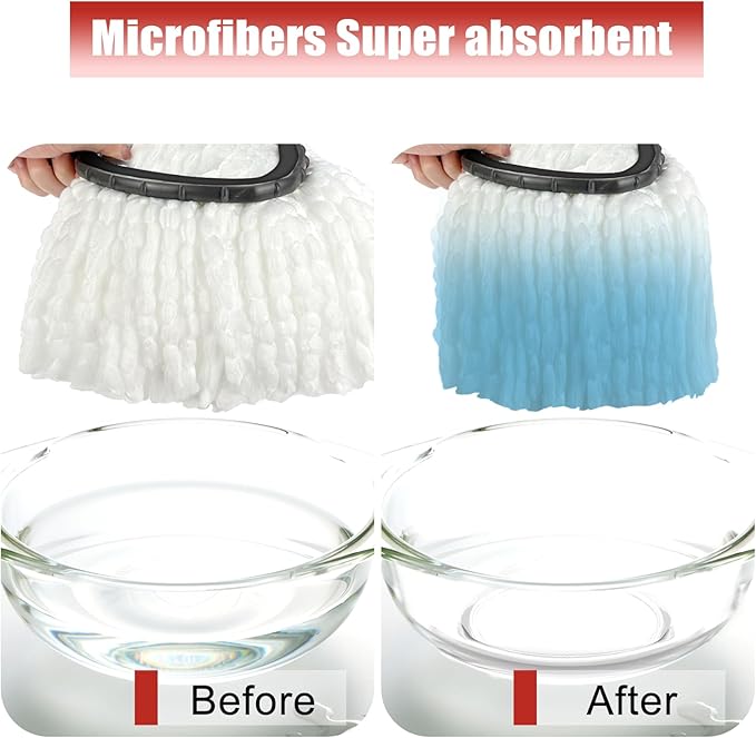 Mop Replace Head, 6 Pack Spin Mop Replacement Head Easywring 1-Tank System, Easy Cleaning, Microfiber, Machine Washable