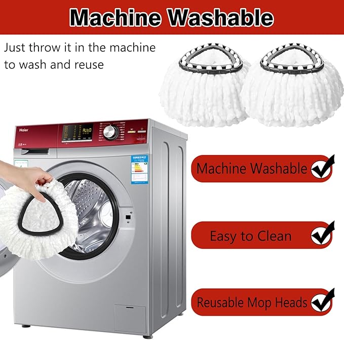 20 Pack White Spin Mop Replacement Heads, Mop Head Replacement 100% Microfiber, Deep Cleaning, Spin Mop Refill Replacement Head Compatible with 1-Tank System