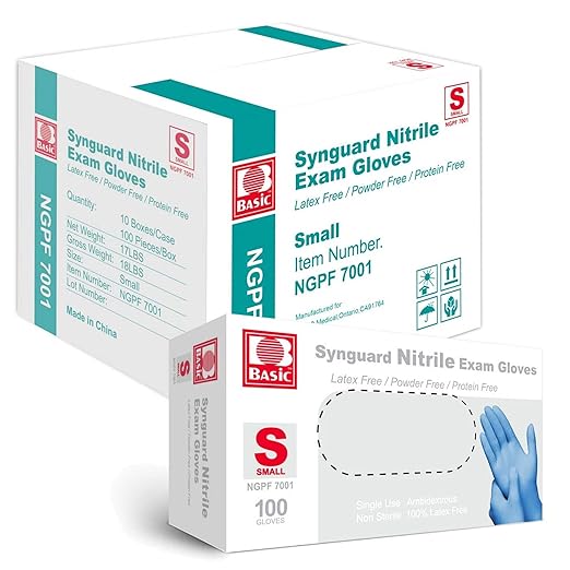 Jointown Basic Medical Blue Nitrile Exam Gloves - Latex-Free & Powder-Free - NGPF7001(Case of 1,000), Small