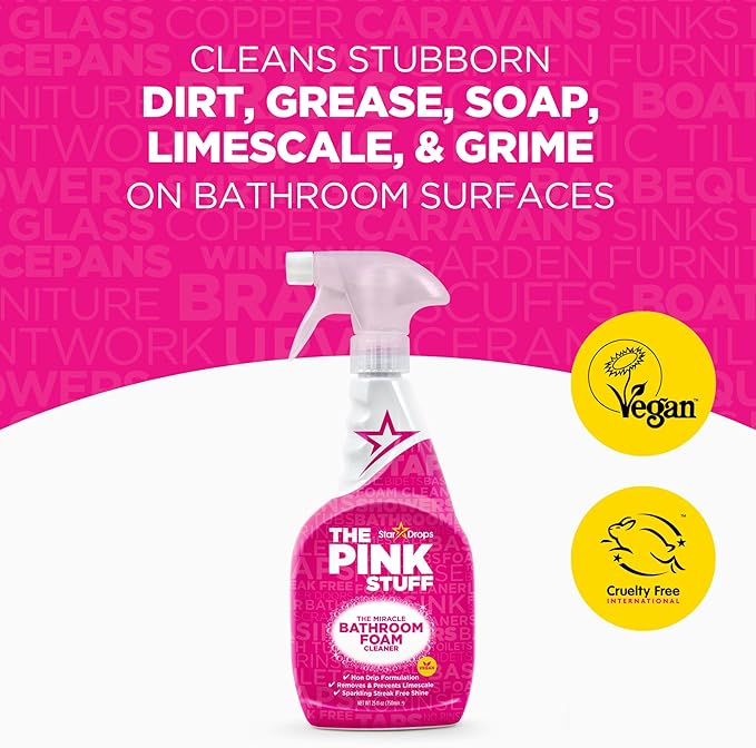 Stardrops - The Pink Stuff - Miracle Cleaning Ultimate Bundle – Paste, Multi-Purpose Spray, Bathroom Foam Spray, and Cream Cleaner – Ideal for Kitchens, Bathrooms, Outdoors, and More