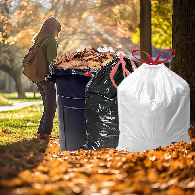 30 Gallon Trash Bags Drawstring, 150 Count, White | Unscented | Heavy Duty Multi-purpose Garbage Bags Can Liners for Business Home Kitchen Commercial and Industrial