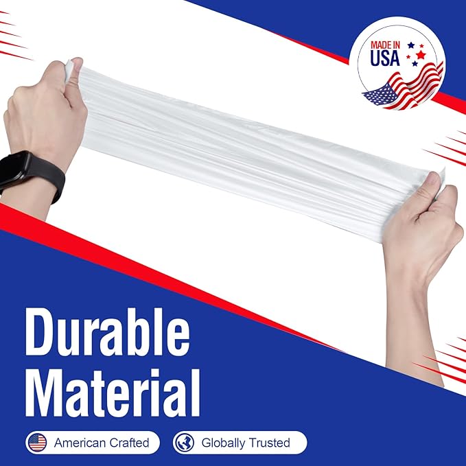 Delxo 55-60 Gallon Clear Trash Bags, 100 Count – 0.9 Mil Medium Duty Garbage Bags, Thick, Durable & Puncture-Resistant Plastic, Perforated Design – Made in USA for Kitchen, Yard, Office & Party