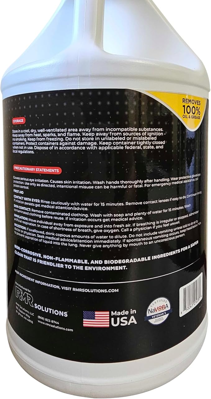 RMR Degreaser and Cleaner Concentrate - Advanced Indoor/Outdoor Formula for Heavy-Duty Commercial, Residential, Automotive, and Equipment Cleaning, 1 Gallon Makes Over 16 Gallons