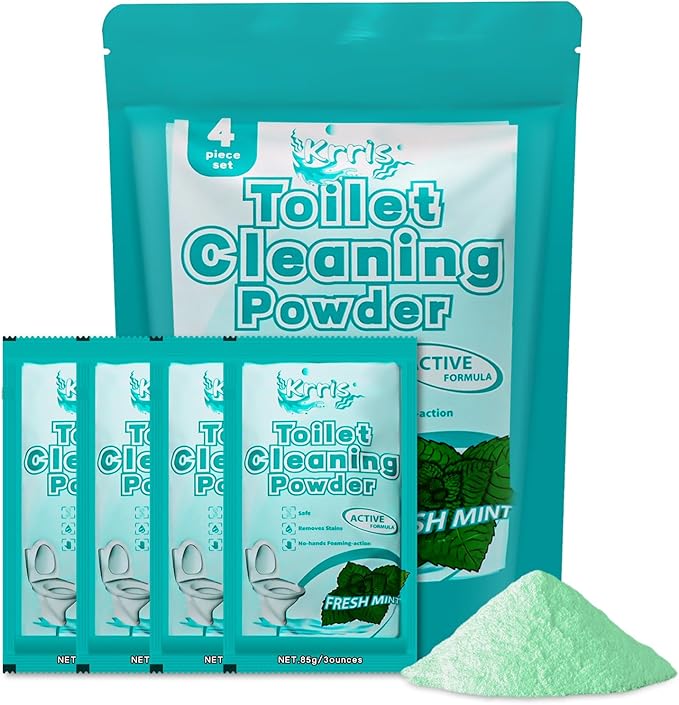 Toilet Bowl Cleaner Powder - Self-Activating Toilet Cleaner for Stubborn Stains & Limescale, Deep Cleaning Foam with Mint Fragrance, Safe Toilet Cleaning Supplies (4 Packs × 3 oz)