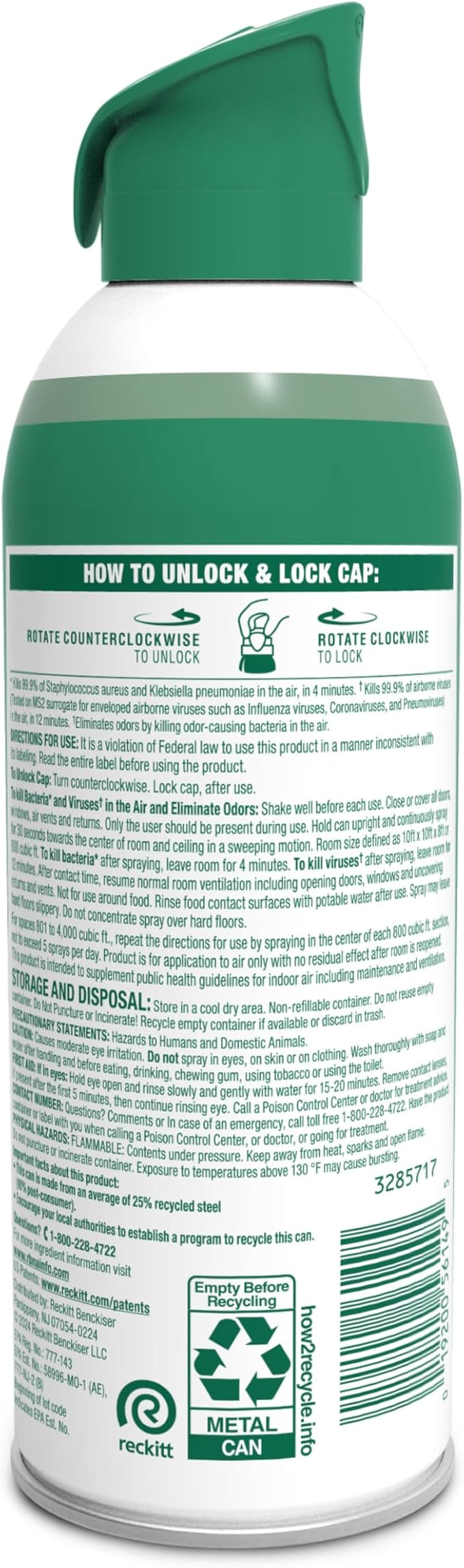 Lysol Air Sanitizer Spray with Odor Eliminator for Home & Office, Sanitizing Spray, Air Freshener Alternative, Mountain Spring Scent, 10 oz (Pack of 3)