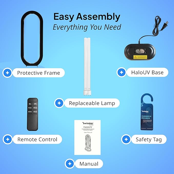 Swissklip HaloUV, Mold Remover, Home Disinfection Device, Dust Mites Remover, UV Light Sanitizer, Ultraviolet Sanitizer for Home, Room & Kitchen, Ultraviolet Light with 4 Speed Timings