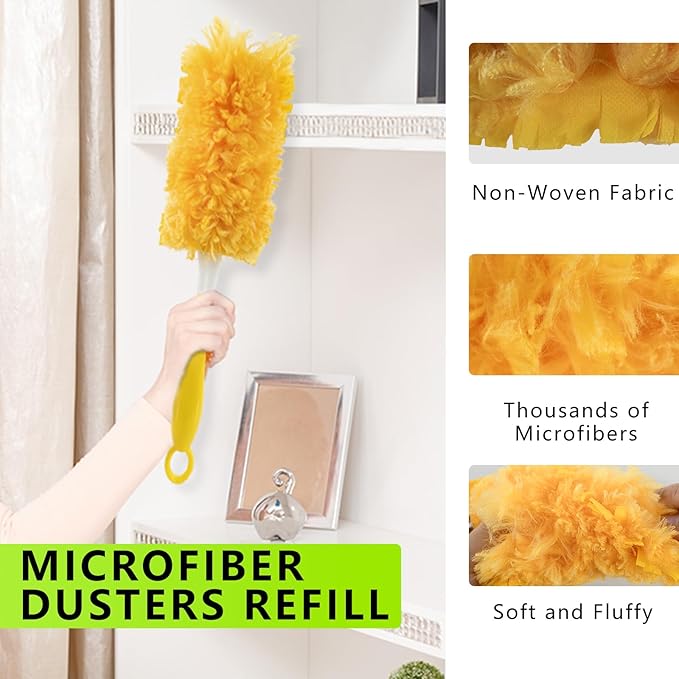 30 Pack Duster Refills for Swiffer Duster,360° Heavy Duty Duster Kit with 1 Handle,Multi-Surface Duster Refills for Cleaning,Unscented&Disposable Electrostatic Microfiber Dusters