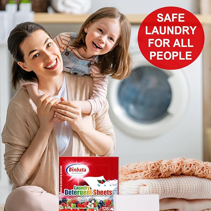 Laundry Detergent Sheets, Up To 128 Loads Berry Scent Hypoallergenic Eco-Friendly, Biodegradable Plastic Free Liquidless Laundry Sheets Suitable for Sensitive Skin