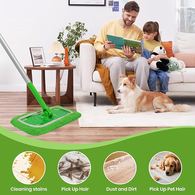 Reusable Swiffer mop Pads Swiffer Dry Sweeping Cloths 6 Pack Microfiber Wet Mop Pads Compatible with Swiffer Sweeper Mop Replacement Mopping pad Refills for Hardwood Surface Floor Cleaning