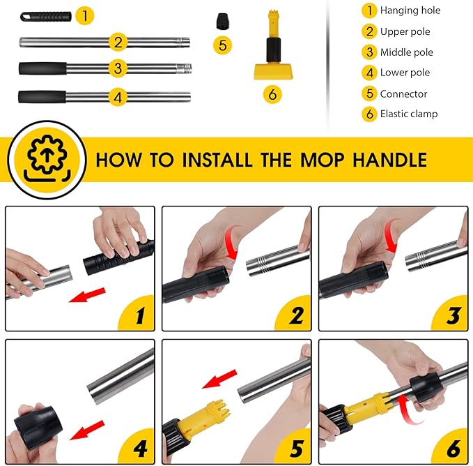 MASTERTOP Industrial Mop,Heavy Duty Looped End String Dust Mop,Commercial Mops for Home,Kitchen,Garage,Office and Concrete/Tile Floor Cleaning - 2 Cotton Heads