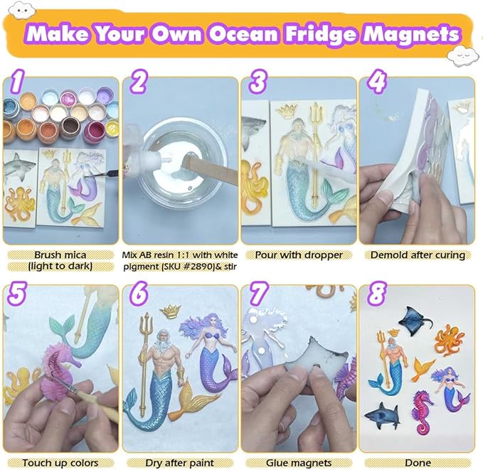 Mermaid and Sea Creatures Clay Molds for Crafts