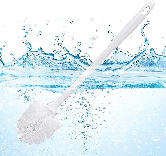 JIEYAO 15 Pcs Heavy Duty Toilet Brush, 14.2 Inch Commercial Toilet Bowl Brush White Long Scrubber Cleaning Scrub with PP Handle Nylon Bristles for Bathroom Household Cleaning