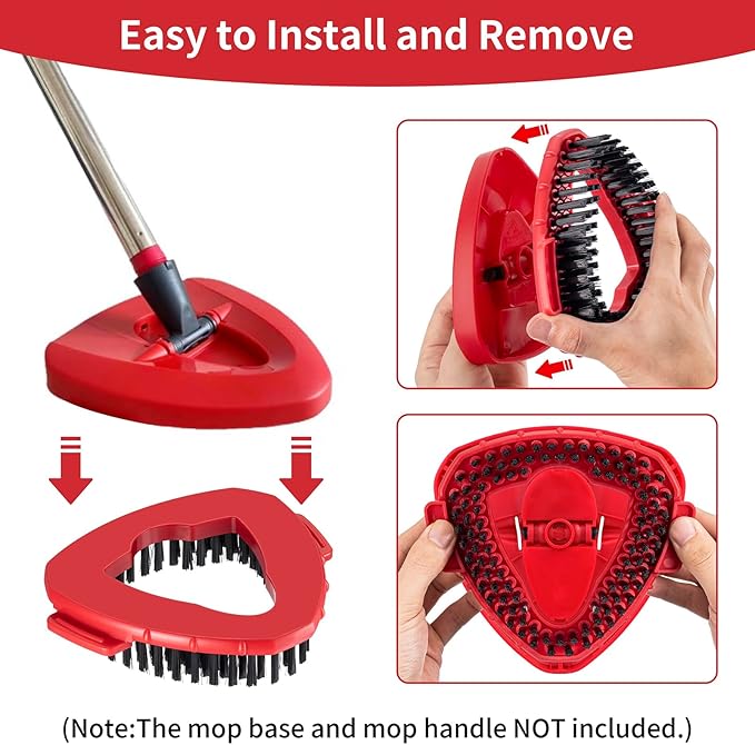 Scrub Brush Replacement Head for O Cedar EasyWring Spin Mop 1 Tank System, Shower Floor Scrubber, Microfiber Triangle Hard Bristle Cleaning Brush for Bathroom Kitchen Pool, Glass and Tile Walls