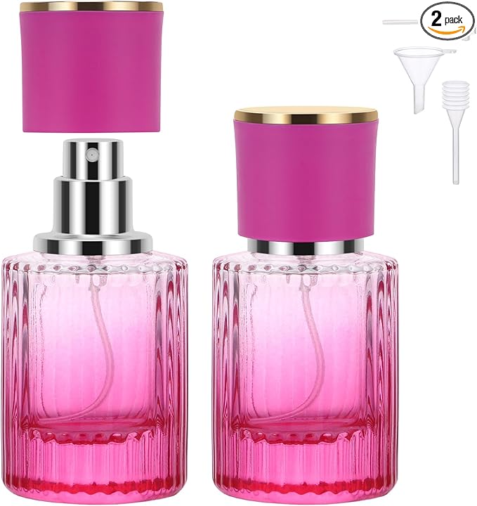 Segbeauty 1oz Perfume Spray Bottle, 30ml Empty Glass Cologne Spray Bottles with Perfume Refill Kit, Pack of 2 Large Travel Cologne Sprayer, Purple Refillable Bottle Sprayer for Dispensing Fragrance