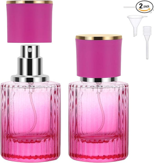 Segbeauty 1oz Perfume Spray Bottle, 30ml Empty Glass Cologne Spray Bottles with Perfume Refill Kit, Pack of 2 Large Travel Cologne Sprayer, Purple Refillable Bottle Sprayer for Dispensing Fragrance