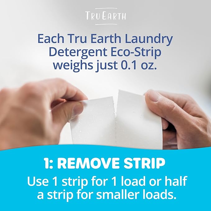 Tru Earth Compact Dry Laundry Detergent Sheets, Bulk, up to 768 Loads (384 Count) - Paraben-Free - Original Eco-Strip Liquidless Detergent, Travel Sheets - Fresh Linen