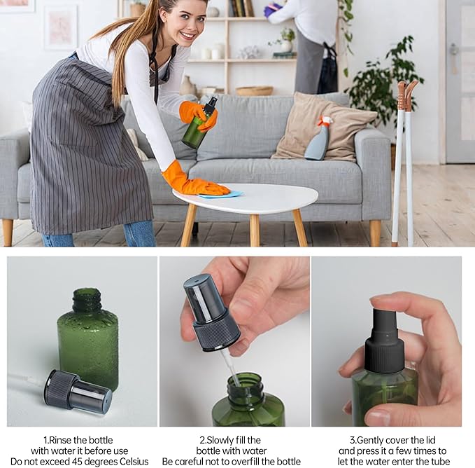 Spray Bottles Small,Plastic Spray Bottles,Squirt Bottle,3.1oz+5.4oz+6.8oz Water Spray Bottle for Plants, Pet, Hair, Essential Oils, Cleaning Solutions(3 Pack)