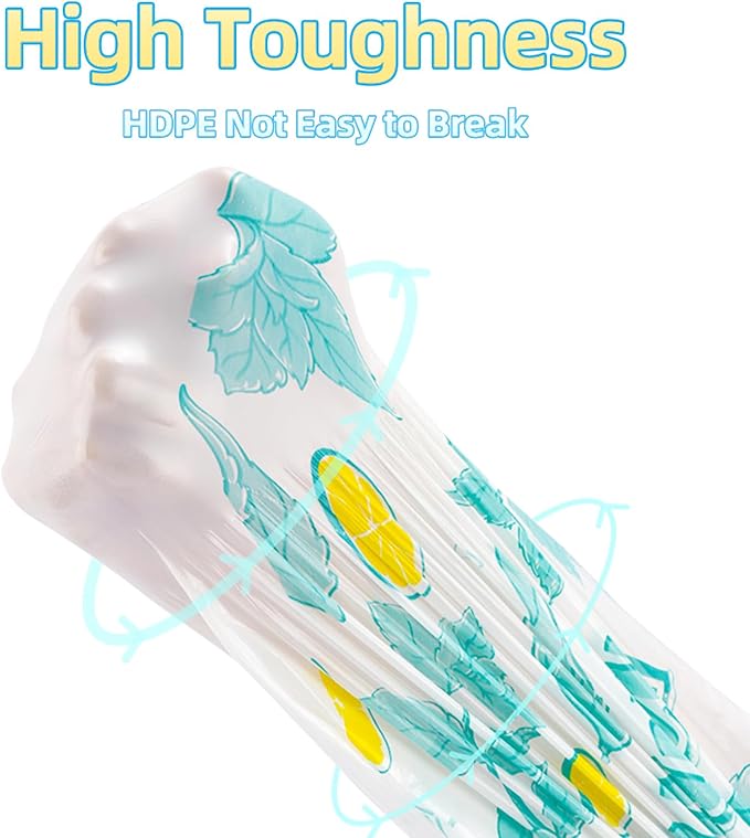 13 Gallon Trash Bags Drawstring, 50 Count Tall Kitchen Trash Bags, Sturdy Large Trash Bags, Lemon & Mint Printed Garbage Bags 13 Gallon Tall Kitchen, Tear Resistant Kitchen Garbage Bags for Kitchen