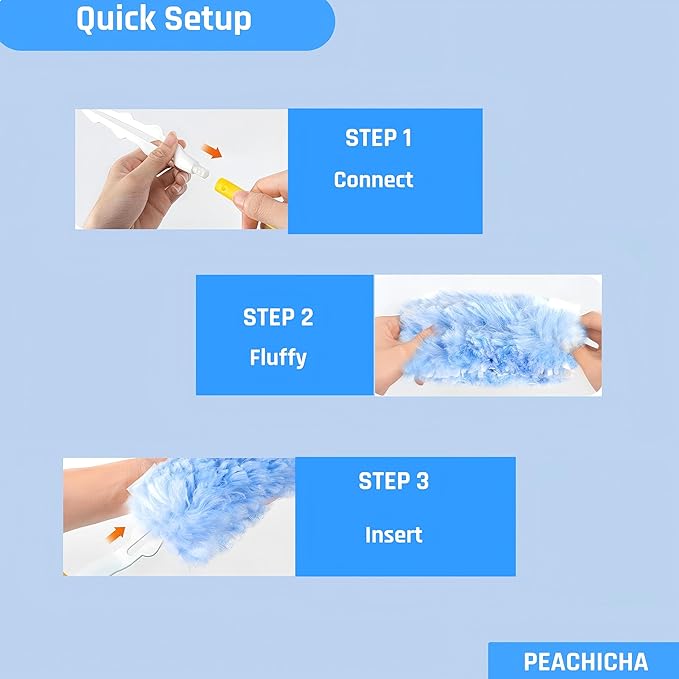 360 Degree Dusters Refills,Heavy Duty Duster Refills, Disposable Replacement Head for Cleaning, Multi Surface Refills, 30 Count Blue