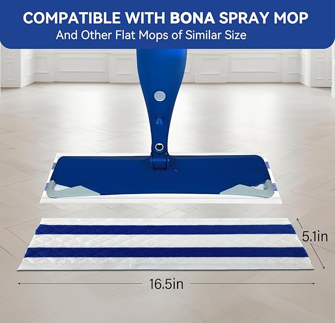 60 Count Ultrathick Microfiber Mop Pads Refills for Bona Hardwood Floor Cleaner & All 15''-17''Hook & Loop System Mop.Disposable Heavy Duty Mopping Pads for Floors Cleaning.