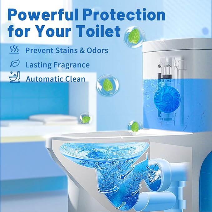 Bathroom Toilet Tank Cleaner, Toilet Cleaning Tablets Fast-Dissolving, Automatic Toilet Bowl Cleaner Tablets, Blue, 20 Count, Toilet Bowl Cleaner Tablet