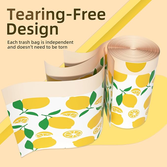 13 Gallon Trash Bags Drawstring, 50 Count Tall Kitchen Trash Bags, Sturdy Large Trash Bags, Lemon Printed Garbage Bags 13 Gallon Tall Kitchen, Tear Resistant Kitchen Garbage Bags for Kitchen