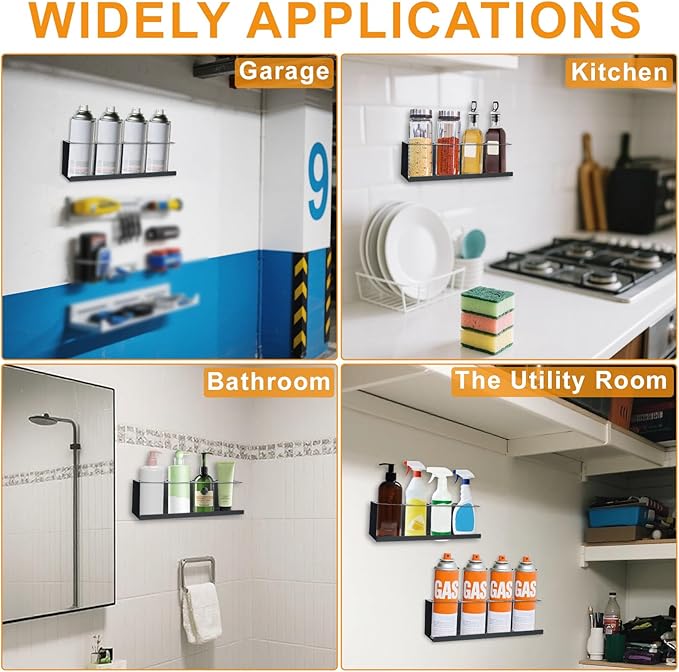 Aerosol Spray Can Holder Rack 4 Packs, Spray Bottle Organizer Wall Mounted Heavy-Duty Steel Paint Bottle Storage Rack for Garage and Workspace