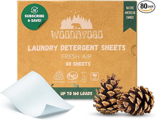 Laundry Detergent Sheets – Eco-Friendly, Hypoallergenic, Plant-Based Detergent for Sensitive Skin, Recycled Packaging, Liquid-Free Travel-Friendly Laundry Soap Strips (Up to 160 Loads, 80 Sheets)