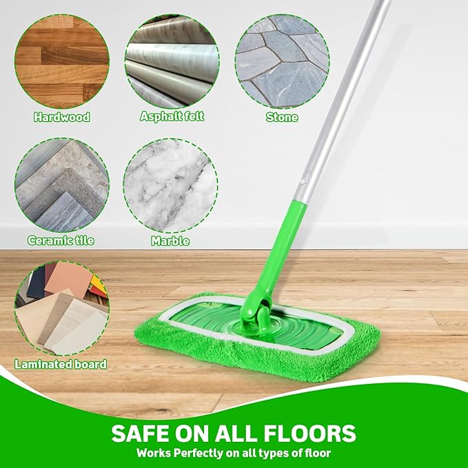 Reusable Microfiber Mop Pads Compatible with Swiffer Sweeper, 3 Pack Dry Sweeping Cloths & Wet Mopping Cloths, Washable Pads for Hardwood Floor Cleaning (Mop is Not Included)