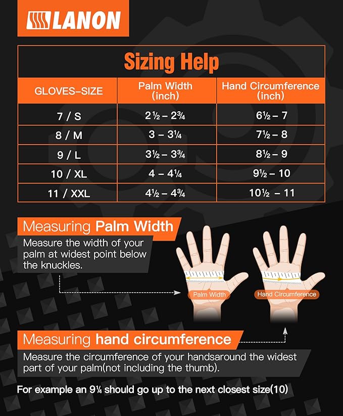 LANON 8mil Orange Disposable Nitrile Gloves, Mechanic, Heavy Duty, Food Safe, Latex Free, Powder Free, Fully-Diamond Textured, XXL