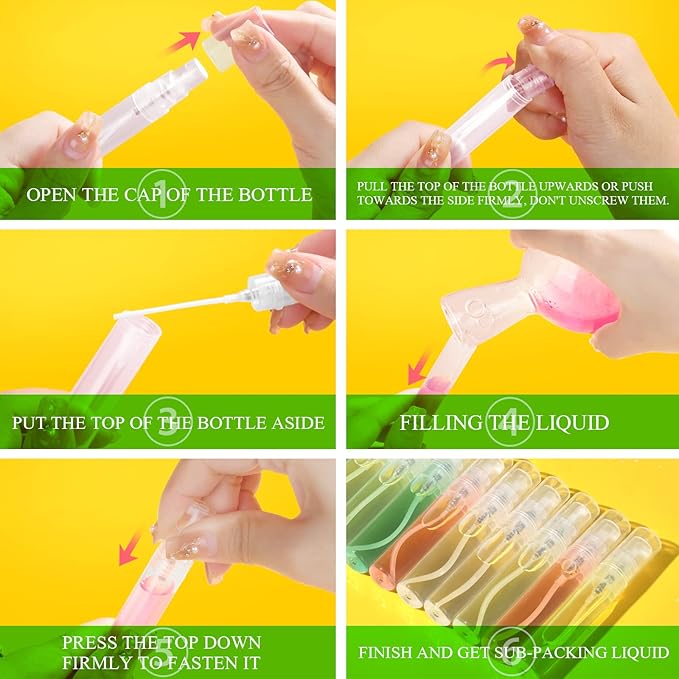 Teenitor 20Pcs Mini Spray Bottle, Travel Spray Bottle 5ml Plastic, Fine Mist Atomizer for Perfume, Mini Refillable Bottle, Empty Bottle for Travel