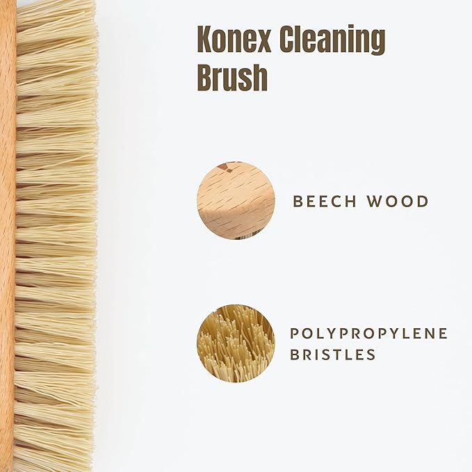 KONEX Nylon Fiber Economy Utility Cleaning Hand Brush | Heavy Duty Hand-Held Scrub Brush Stiff Bristles | Wooden Body, Ideal Scrub Brushes for Cleaning (Peanut Shaped)