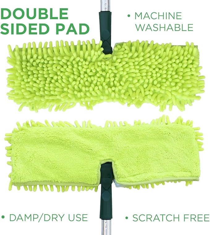Pine-Sol Telescopic Microfiber Dry/Wet Mop – Dust Mopping for Cleaning Hardwood Floors, Tile, Laminate | Swivel Sweeper with Washable Pad and Extendable Metal Handle