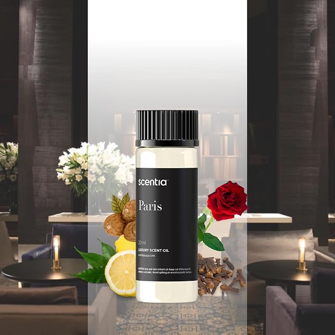 Scentia Hotel Diffuser Oil Inspired by The Hotel Costes Paris - 20 mL 0.67 fl oz - Fragrance Oil Blend Rose,Clove &Sandalwood for Aromatherapy Diffuser & Humidifiers.-Paris