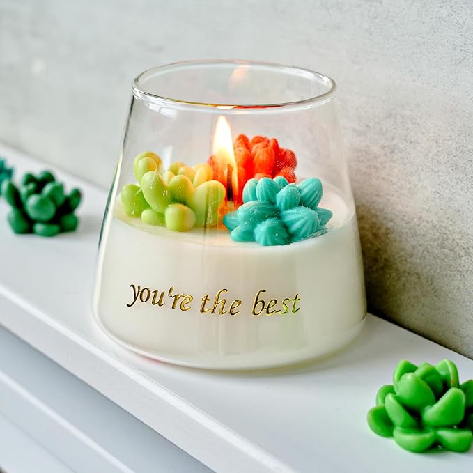 Succulent Candle Molds for Candle Making 7 Cavity 3D Succulents Silicone Wax Mold DIY Handmade Cactus Plant Flower Art Craft Mould Epoxy Resin Casting Soap Cement Concrete Ornament Moulds Home Decor