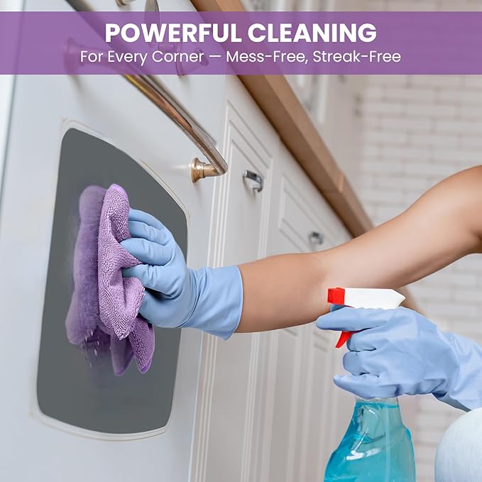 Microfiber Cleaning Cloth, 12 Pack Purple Cleaning Rags for Housekeeping, Reusable Microfiber Towels for Car, Kitchen, Bathroom and Household Cleaning Supplies, 11.8"X11.8"