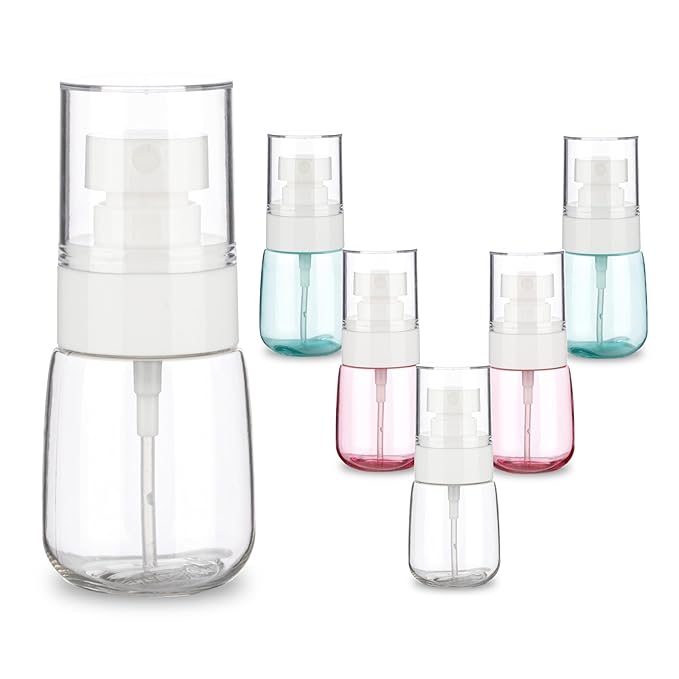 6 Pack 1oz/30ml Small Spray Bottle, Plastic Mini Spray Bottles, Travel Spray Bottle with Fine Mist,Tiny Spray Bottles with 9pcs Labels