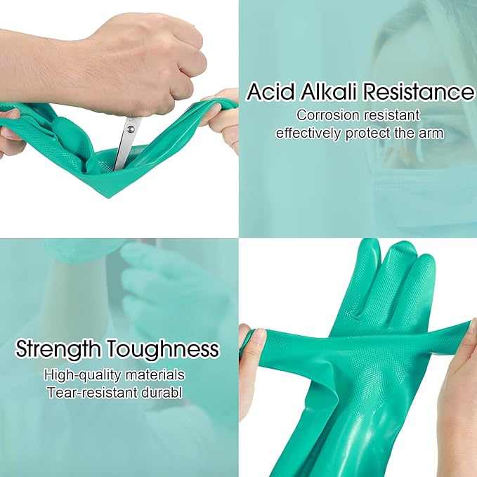 20 Pairs Chemical Resistant Gloves Heavy Duty Thick Nitrile Gloves Bulk for Cleaning, Resist Household Acid, Alkali and Oil (Large)