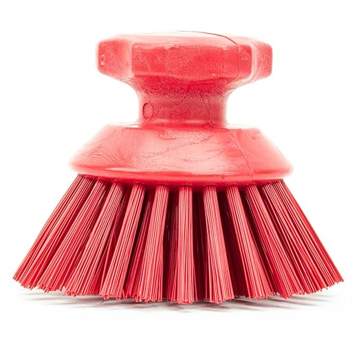 SPARTA 42395EC05 Plastic Scrubber Brush, Round Brush, Dish Scrub Brush With Color Coded For Cleaning, Kitchen, Bathroom, Bathtub, Dishes, Sink, 5 X 5 X 4 Inches, Red, (Pack of 6)