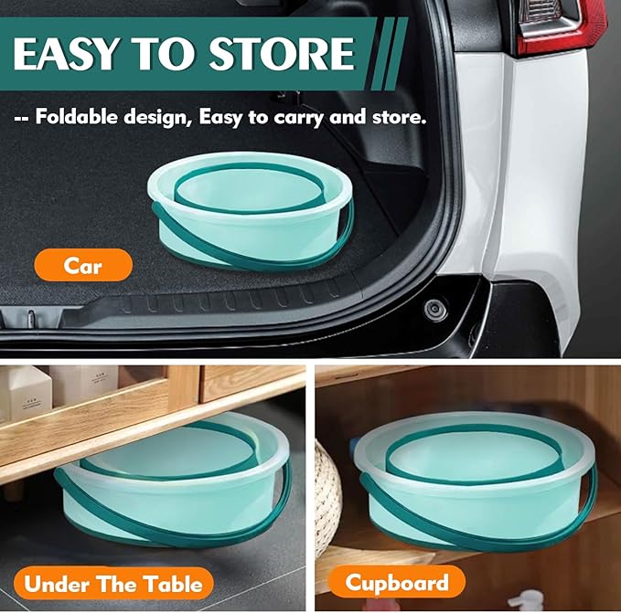 Collapsible Bucket 1.3 Gallon/5L Small Plastic Household Cleaning Mop Buckets Foldable Water Bucket for Car Wash Fishing Camping Beach (Green)