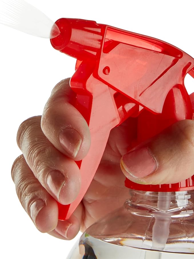 Juvale Spray Bottles for Cleaning & Hair Care - 16 oz, Clear & Red, 6-Pack - Plastic Spray Bottles Adjustable Nozzle Mist & Stream - Refillable Plant Sprayer