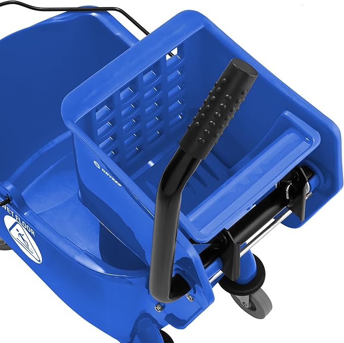 Dryser Commercial Mop Bucket with Side Press Wringer, 26 Quart, Blue