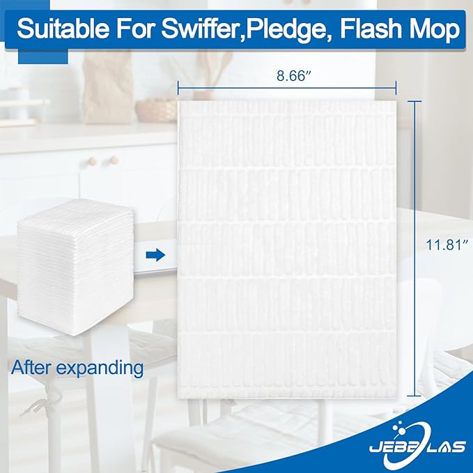 JEBBLAS Disposable Mop Cloth Dry Sweeping Pad for Floor Mop Sweeping Cloths Multi Surface Refills, 180 Count