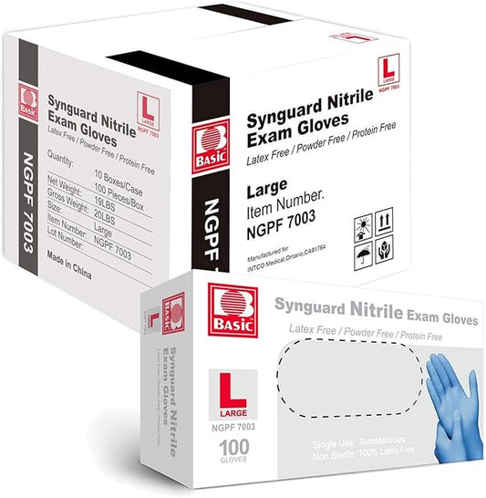 Jointown Medical Blue Nitrile Exam Gloves - Latex-Free & Powder-Free - NGPF7003 (Case of 1,000), Large