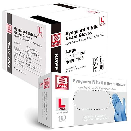 Jointown Basic Medical Blue Nitrile Exam Gloves - Latex-Free & Powder-Free - NGPF7003 (Case of 1,000), Large