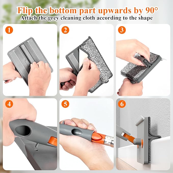 Ceiling Fan Cleaner Duster-78.7" Extendable Baseboard Cleaner Tool with Handle,4-in-1 Ceiling Fan Duster for Ceiling Fan Blades,Baseboard,Ceiling,Window,Floor,Wall-9 Reusable Pads