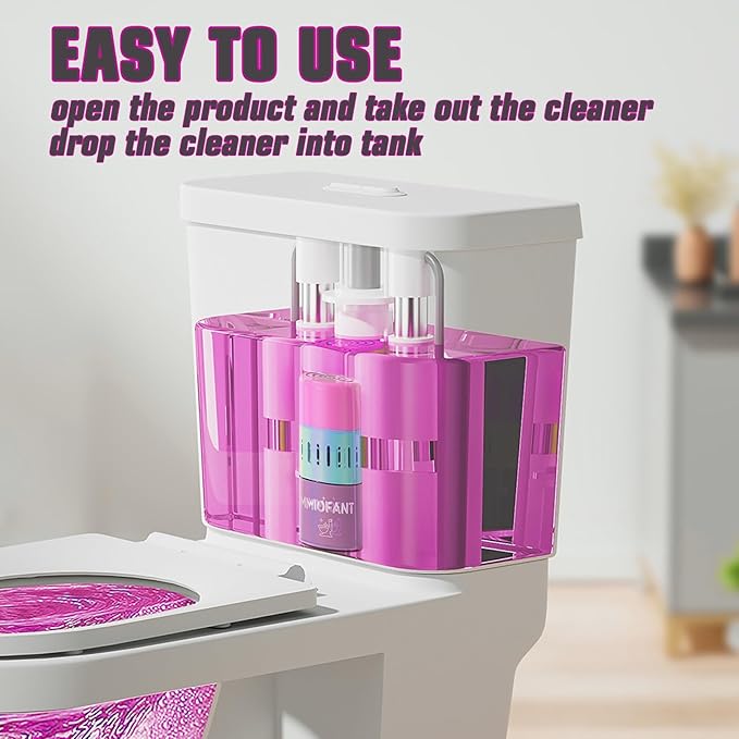 Automatic Scented Toilet Bowl Cleaner Bottle,2 pack, Long Lasting Bathroom Toilet Tank Cleaner Pods Tablets In Bottles With Powerful Cleaning (PINK 2 Pack)