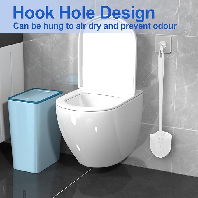 15 Pack 14.2 Inch Toilet Brush Commercial Heavy Duty Toilet Bowl Cleaning Scrubber White Long Handle Toilet Bowl Brush for Home Restrooms Bathroom Cleaning Supplies