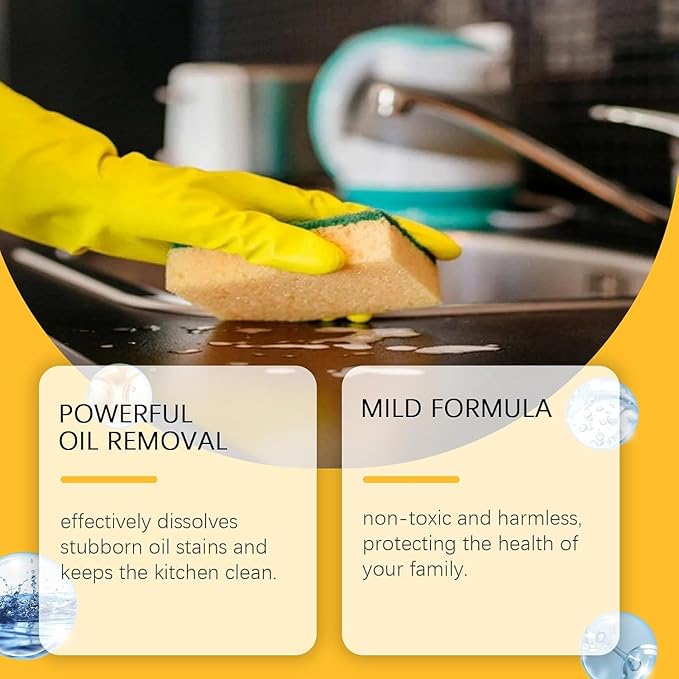 Powerful Kitchen Degreaser Foam Spray, Kitchen Heavy Oil Cleaning Agent, All Purpose Household Cleaning Spray for Oven,On All Surfaces,Lemon Fresh Scent 500ml