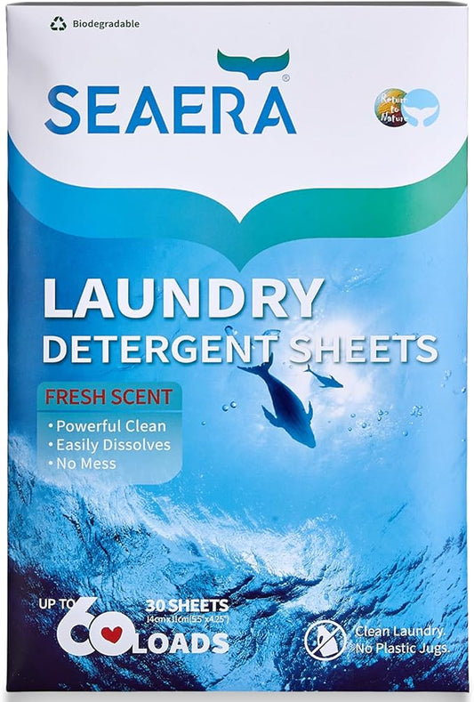 Travel Eco-Friendly Laundry Detergent Sheets 60 Loads | Plastic-Free, Fresh Scent, Liquidless Strips |Sensitive Skin Safe | Hypoallergenic